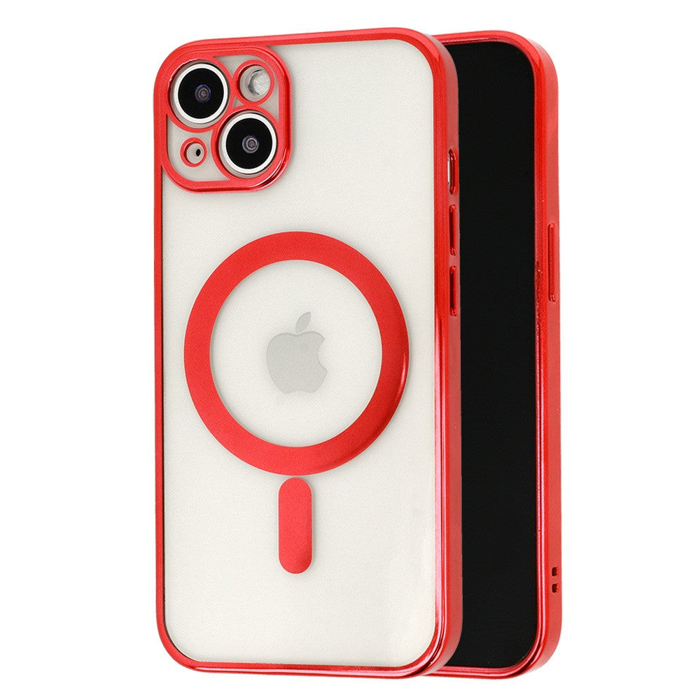 Husa MagSafe pentru Apple iPhone 13 Pro, Full Cover, Protectie camera, Margini colorate Electroplating, Magnetica,