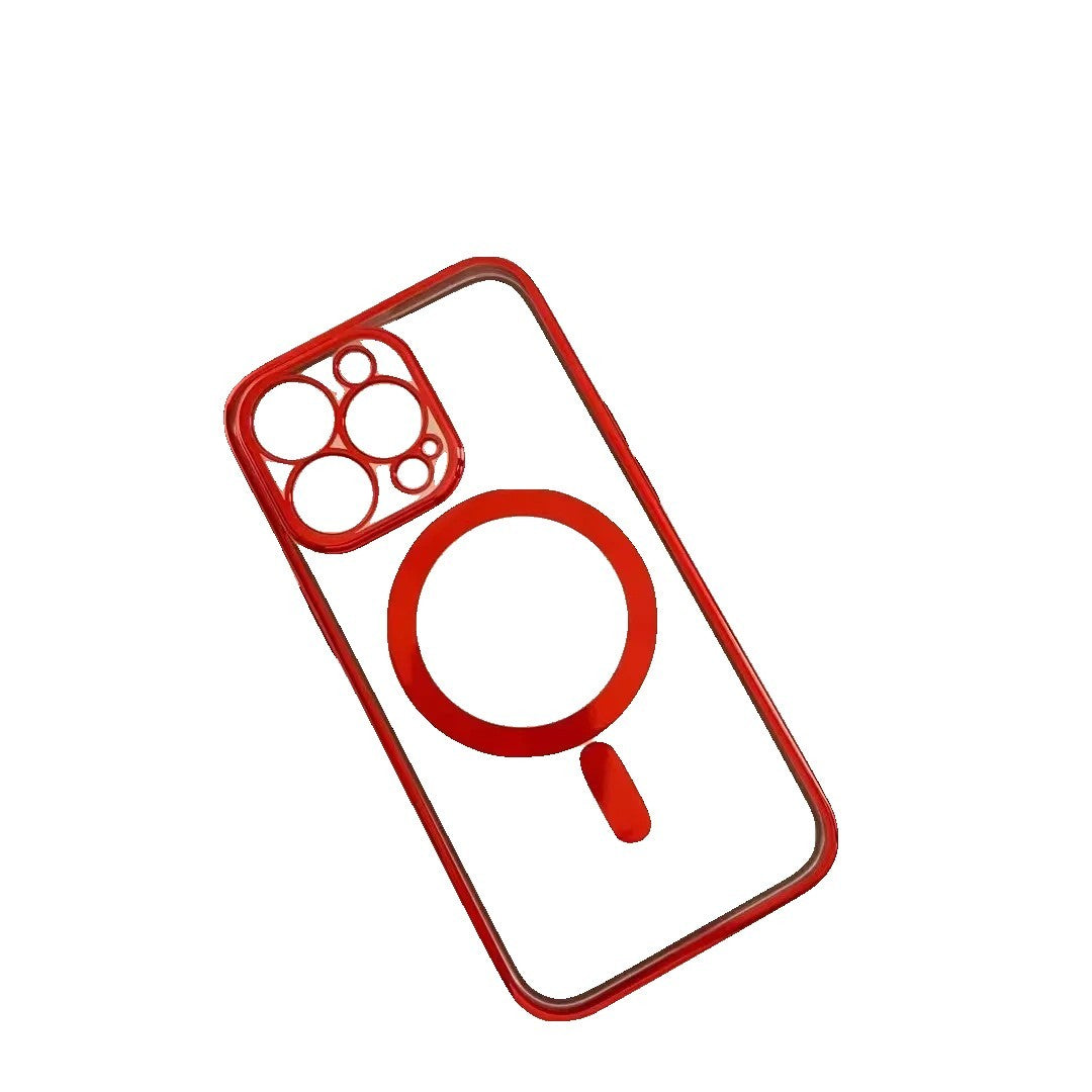 Husa MagSafe pentru Apple iPhone 13, Protectie camera, Full TPU, Margini colorate Electroplating, Magnetica, Incarcare