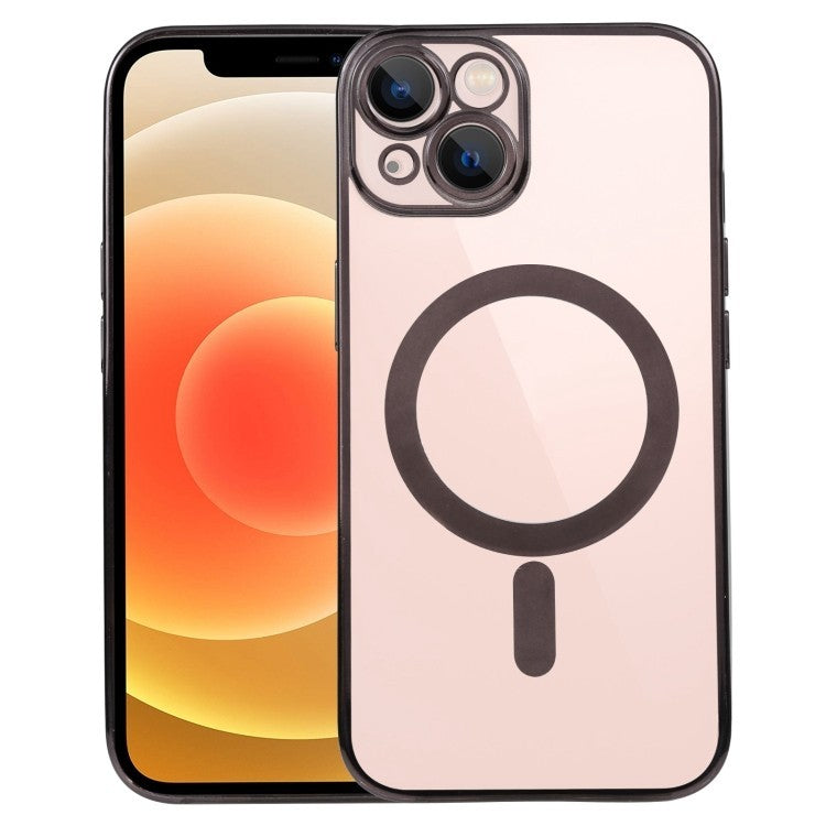 Husa MagSafe pentru Apple iPhone 13, Protectie camera, Full TPU, Margini colorate Electroplating, Magnetica, Incarcare