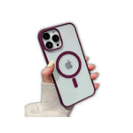 Husa MagSafe pentru Apple iPhone 14, Full Cover, Frosted Acrylic Color Big Hole, Magnetica, Incarcare Wireless, Flippy,