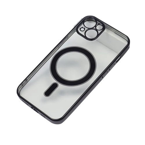 Husa MagSafe pentru Apple iPhone 14, Protectie camera, Full TPU, Margini colorate Electroplating, Magnetica, Incarcare