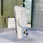 Husa MagSafe Silicone pentru iPhone 12 Pro, Flippy, Transparenta, Magnetica, Extra Protectie Camera Albastru