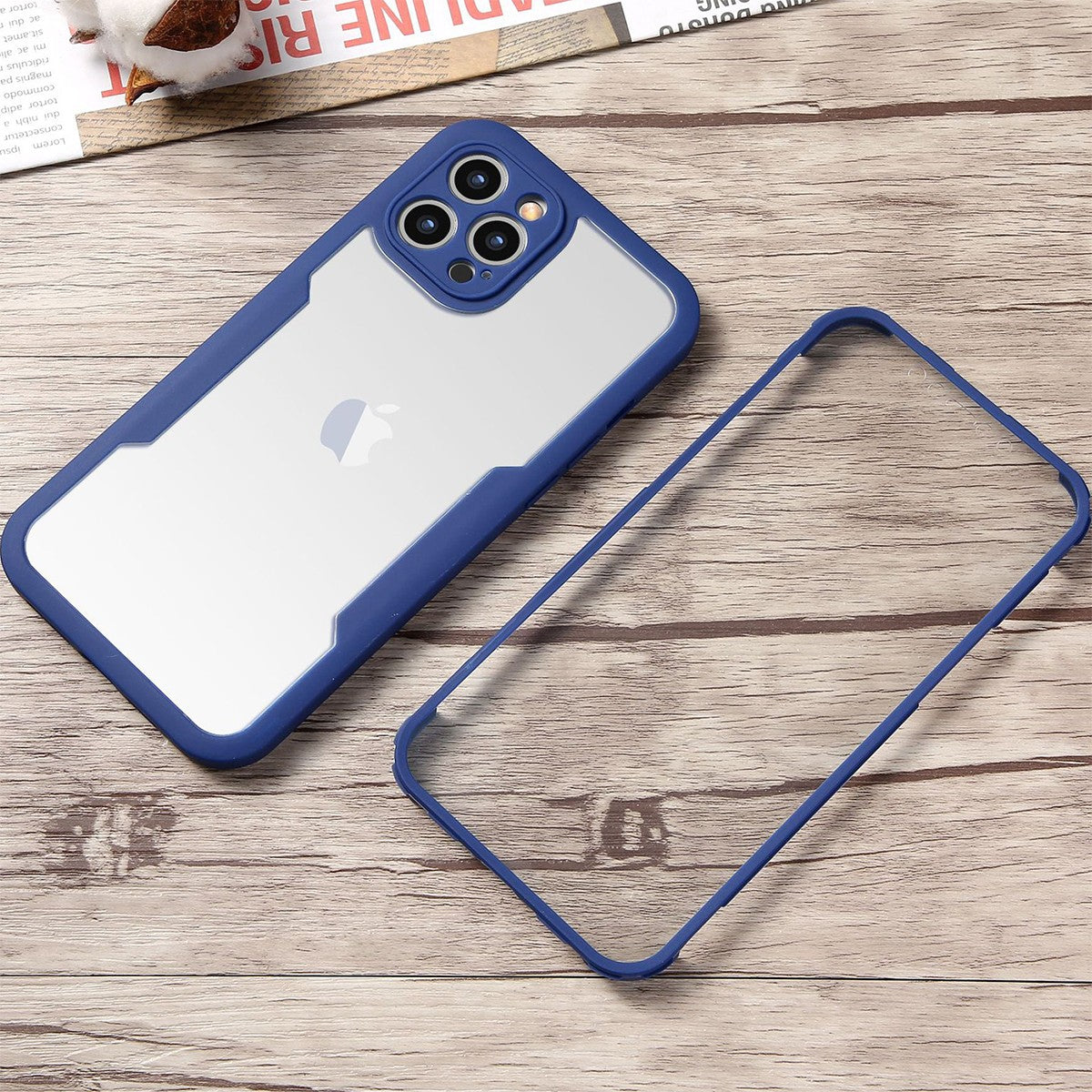 Husa Max Defence pentru iPhone 11, Albastru, Fata Dubla Transparenta, Protectie Antisoc Full 360 ( fata, spate, margini