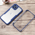 Husa Max Defence pentru iPhone 12 , Bumper Albastru, Fata Dubla Transparenta, Protectie Antisoc Full 360 ( fata, spate,