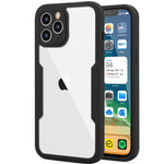 Husa Max Defence pentru iPhone 12 Pro, Bumper Negru, Fata Dubla Transparenta, Protectie Antisoc Full 360 ( fata, spate,