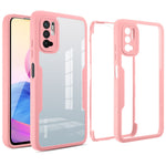 Husa Max Defence pentru iPhone 12 Pro, Bumper Roz, Fata Dubla Transparenta, Protectie Antisoc Full 360 ( fata, spate,