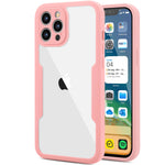 Husa Max Defence pentru iPhone 12 Pro, Bumper Roz, Fata Dubla Transparenta, Protectie Antisoc Full 360 ( fata, spate,