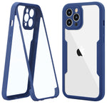 Husa Max Defence pentru Samsung Galaxy A13 4G, Bumper Albastru, Fata Dubla Transparenta, Protectie Antisoc Full 360 (