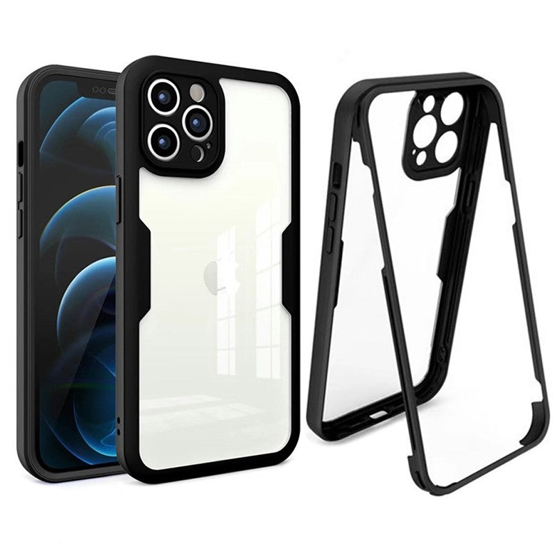 Husa Max Defence pentru Samsung Galaxy A13 4G, Bumper Negru, Fata Dubla Transparenta, Protectie Antisoc Full 360 (