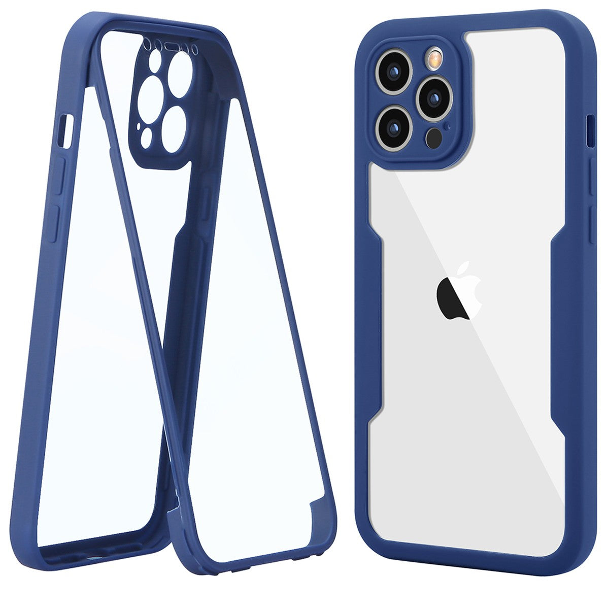 Husa Max Defence pentru Samsung Galaxy A53 5G, Bumper Albastru, Fata Dubla Transparenta, Protectie Antisoc Full 360 (