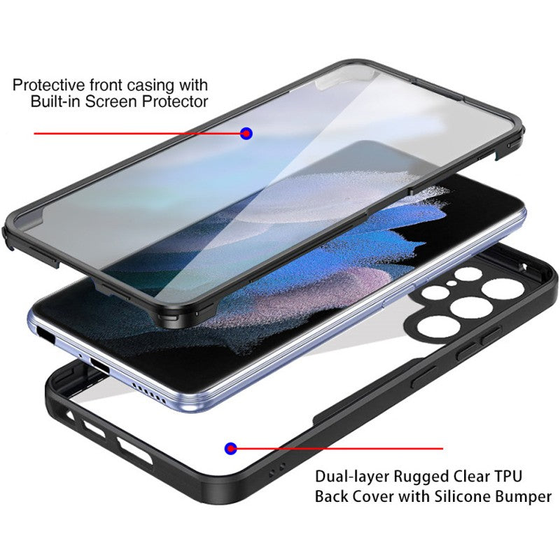 Husa Max Defence pentru Samsung Galaxy A53 5G, Bumper Negru, Fata Dubla Transparenta, Protectie Antisoc Full 360 (