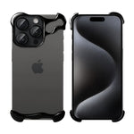 Husa Metalica Compatibila cu iPhone 15 Pro Max, Protectie pentru Colturile Telefonului si Camera, Lentile pentru
