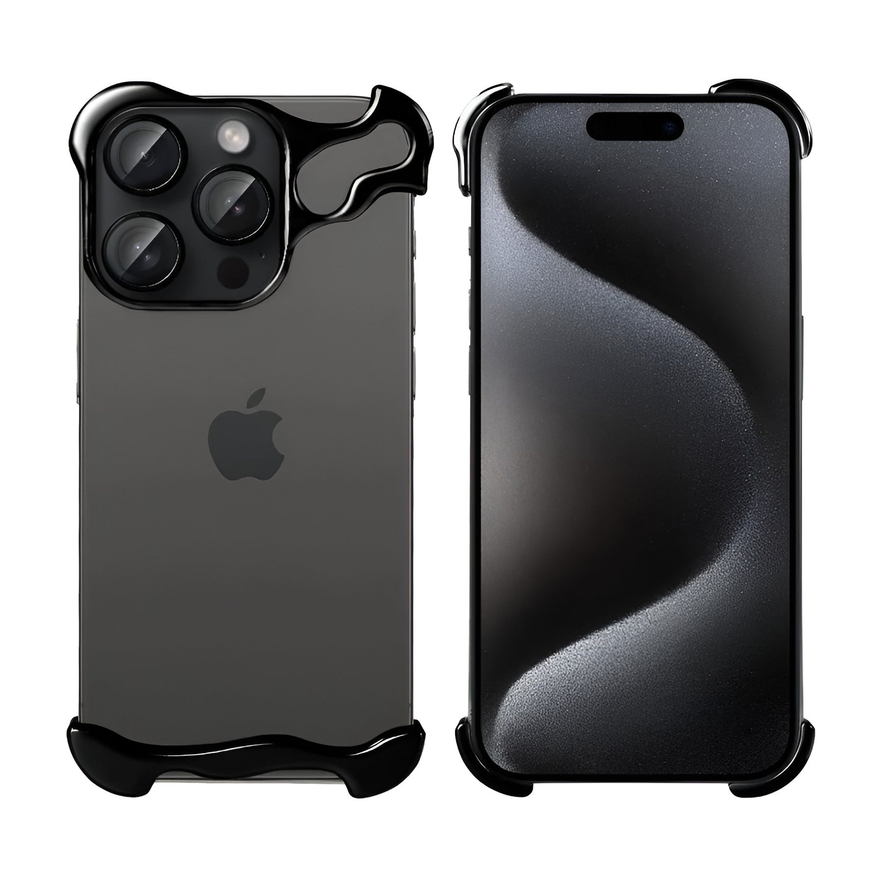 Husa Metalica Compatibila cu iPhone 15 Pro Max, Protectie pentru Colturile Telefonului si Camera, Lentile pentru