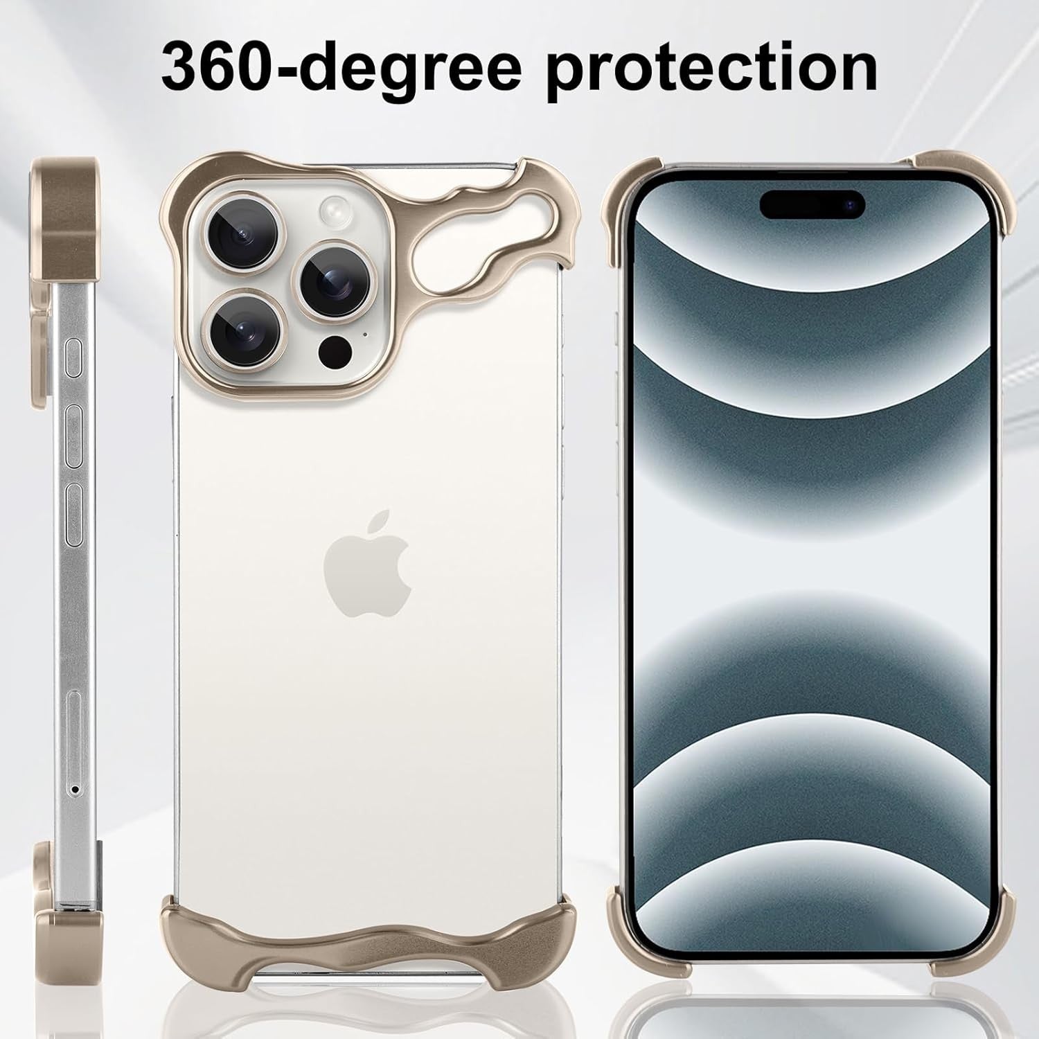 Husa Metalica Compatibila cu iPhone 16 Pro, Flippy, Protectie pentru Colturile Telefonului si Camera, Aliaj, Antisoc,