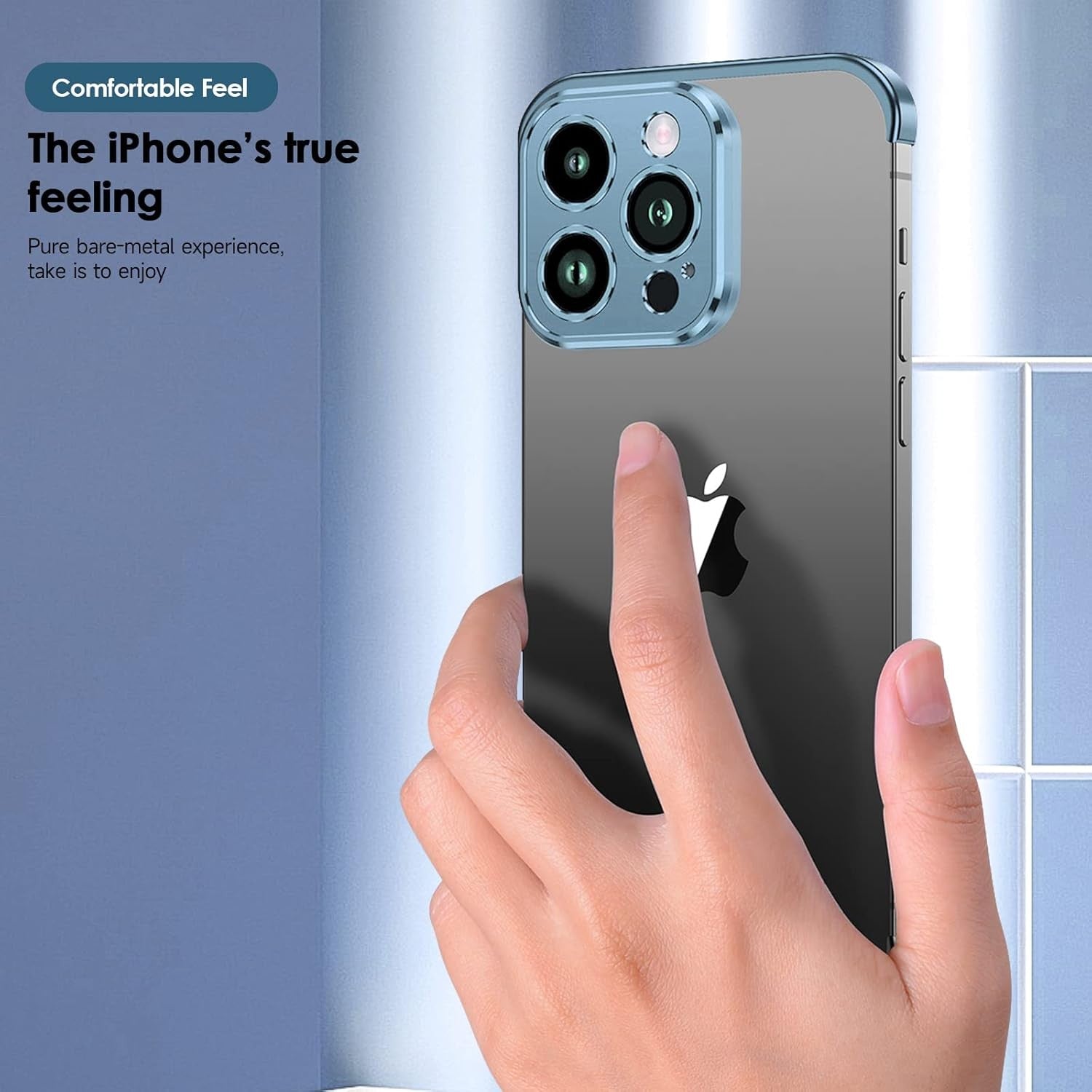 Husa Metalica Edgeless Compatibila cu iPhone 16, Flippy, Protectie pentru Colturi si Camera, Aliaj Aluminiu, Antisoc,