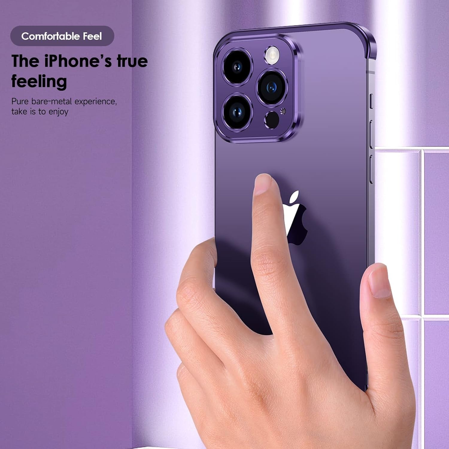 Husa Metalica Edgeless Compatibila cu iPhone 16 Pro, Flippy, Protectie pentru Colturi si Camera, Aliaj Aluminiu,