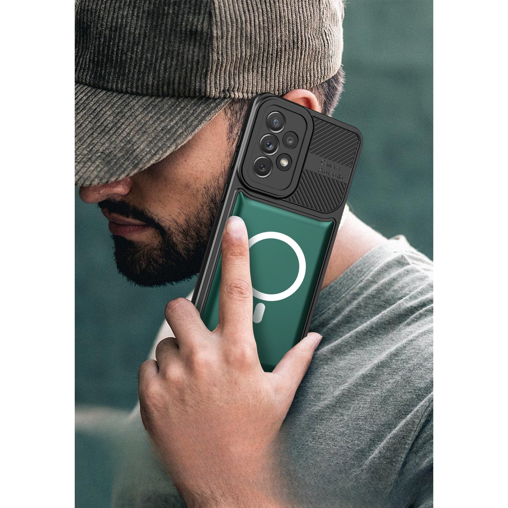 Husa pentru Apple iPhone 14 MagSafe, Urban Armor, Flippy, Verde inchis, suport magnetic