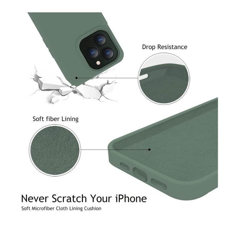 Husa pentru Apple iPhone 14 Plus Flippy, Liquid Silicone, cu Microfibra pe interior, Protectie Antisoc, Dark Green,