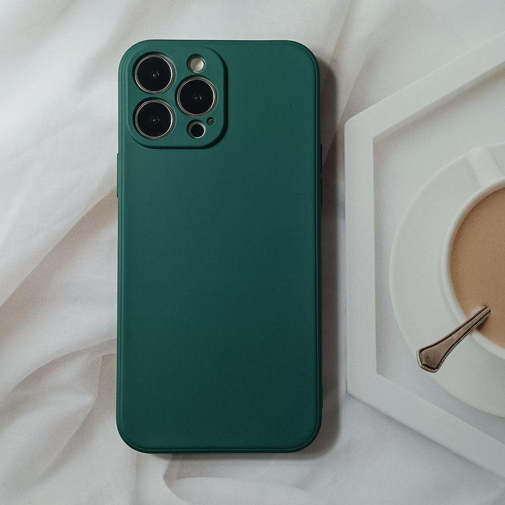 Husa pentru Apple iPhone 14 Plus Flippy, Liquid Silicone, cu Microfibra pe interior, Protectie Antisoc, Dark Green,