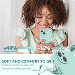 Husa pentru Apple iPhone 14 Pro Flippy, Liquid Silicone, cu Microfibra pe interior, Protectie Antisoc, Light Cyan