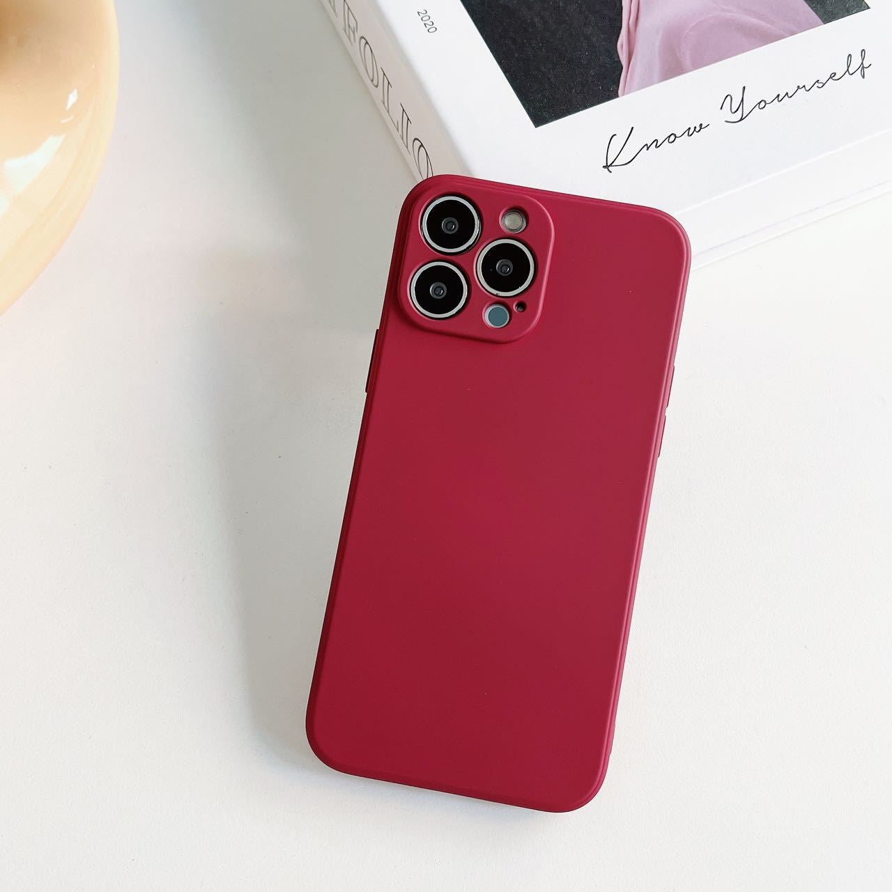 Husa pentru Apple iPhone 14 Pro Max Flippy, Liquid Silicone, cu Microfibra pe interior, Protectie Antisoc, Wine red,