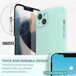 Husa pentru Apple iPhone 14 Pro Max Flippy, Liquid Silicone, cu Microfibra pe interior, Protectie Antisoc, Light Cyan