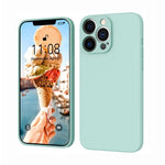 Husa pentru Apple iPhone 14 Pro Max Flippy, Liquid Silicone, cu Microfibra pe interior, Protectie Antisoc, Light Cyan