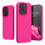 Husa pentru Apple iPhone 14 Pro Max Flippy, Liquid Silicone, cu Microfibra pe interior, Protectie Antisoc, Roz-Fuchsia