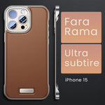 Husa pentru iPhone 15, husa de protectie pentru telefon, Flippy, Design Modern fara margini, din Piele PU, Subtire, Maro