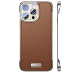 Husa pentru iPhone 15, husa de protectie pentru telefon, Flippy, Design Modern fara margini, din Piele PU, Subtire, Maro