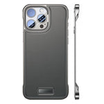 Husa pentru iPhone 15, husa de protectie pentru telefon, Flippy, Design Modern fara margini, din Piele PU, Subtire, Gri