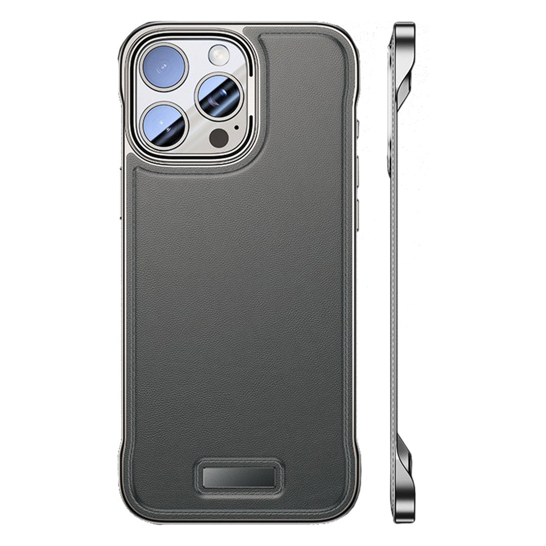 Husa pentru iPhone 15, husa de protectie pentru telefon, Flippy, Design Modern fara margini, din Piele PU, Subtire, Gri