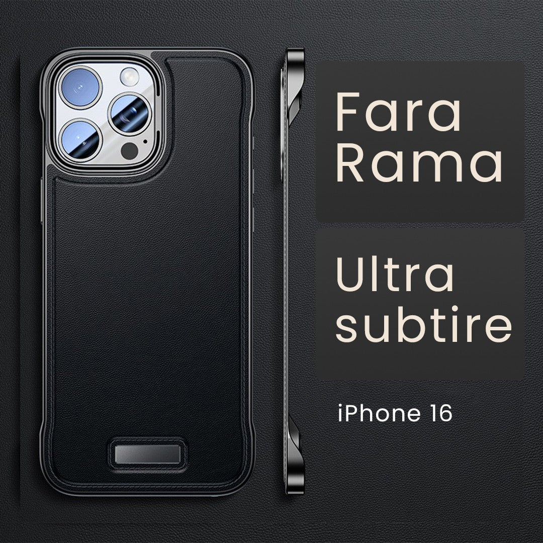 Husa pentru iPhone 16, husa de protectie pentru telefon, Flippy, Design Modern fara margini,din Piele PU, Subtire, Negru