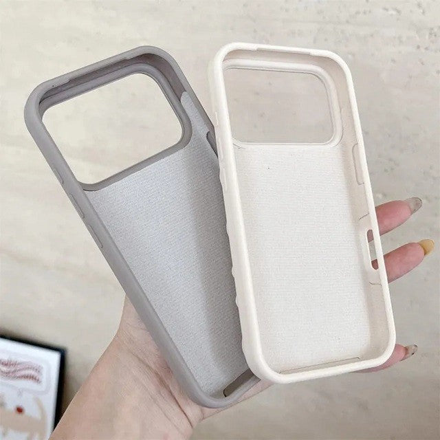 Husa cu Ventuze, Flippy, Compatibila iPhone 17 Air, din Silicon, Interior Microfibra, Crem