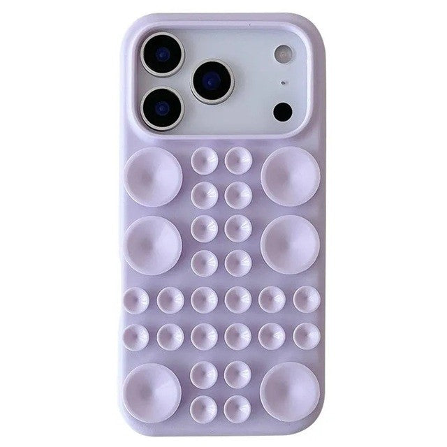 Husa cu Ventuze, Flippy, Compatibila iPhone 17, din Silicon, Interior Microfibra, Mov