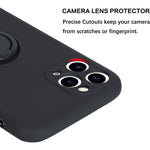 Husa protectie Flippy compatibila cu Apple iPhone 11 Pro Liquid Silicone Ring cu suport rotativ Negru