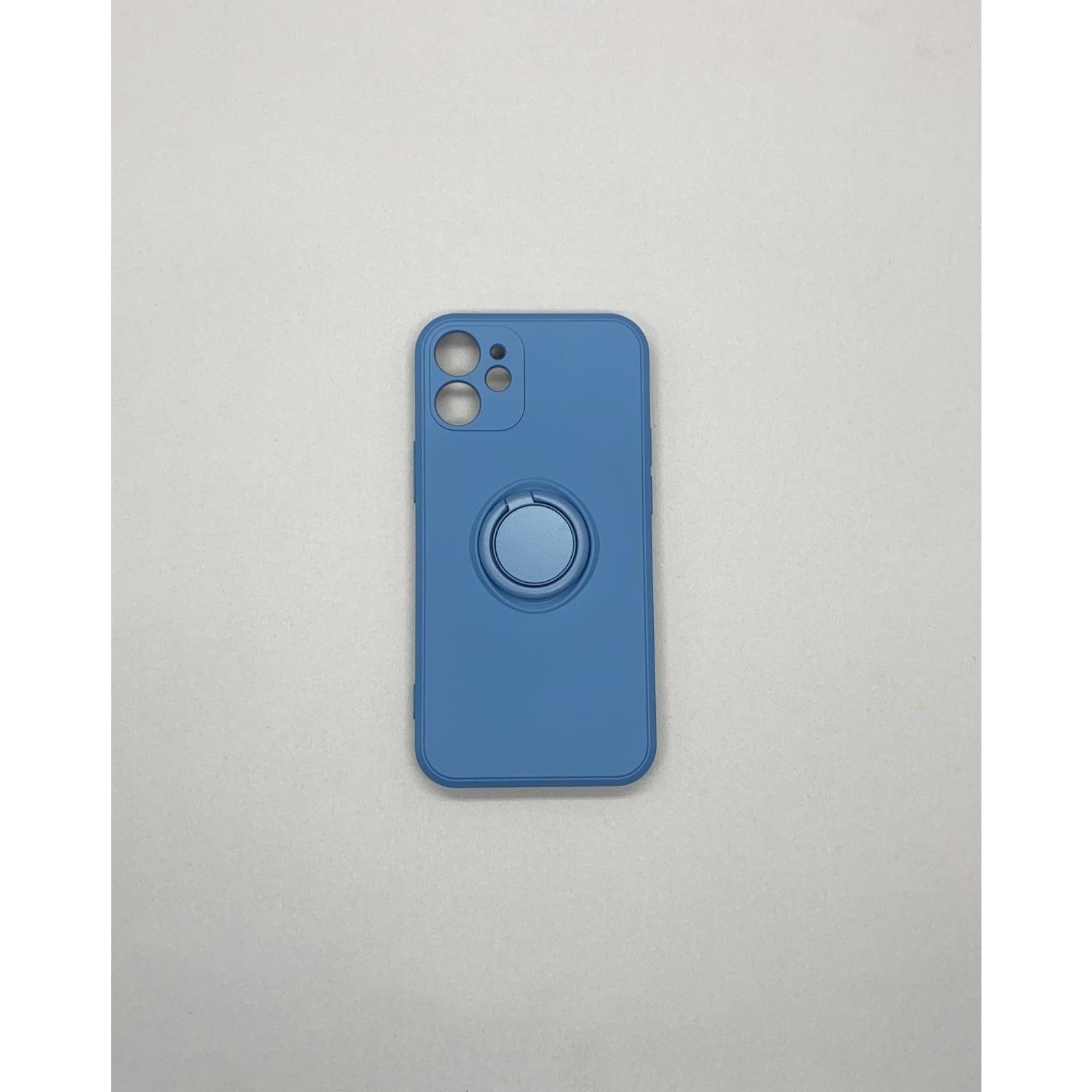 Husa protectie Flippy compatibila cu Apple iPhone 12 Liquid Silicone Ring cu suport rotativ Albastru