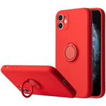 Husa protectie Flippy compatibila cu Apple iPhone 12 Liquid Silicone Ring cu suport rotativ Rosu