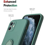 Husa protectie Flippy compatibila cu Apple iPhone 12 Mini Liquid Silicone Ring cu suport rotativ Verde