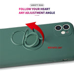 Husa protectie Flippy compatibila cu Apple iPhone 12 Mini Liquid Silicone Ring cu suport rotativ Verde