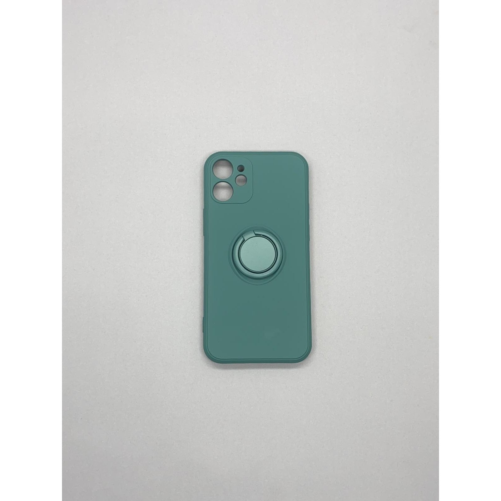 Husa protectie Flippy compatibila cu Apple iPhone 12 Mini Liquid Silicone Ring cu suport rotativ Verde