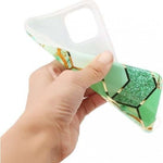 Husa protectie Flippy compatibila cu Apple iPhone 12 Mini Soft IMD TPU Marble Geometric Verde
