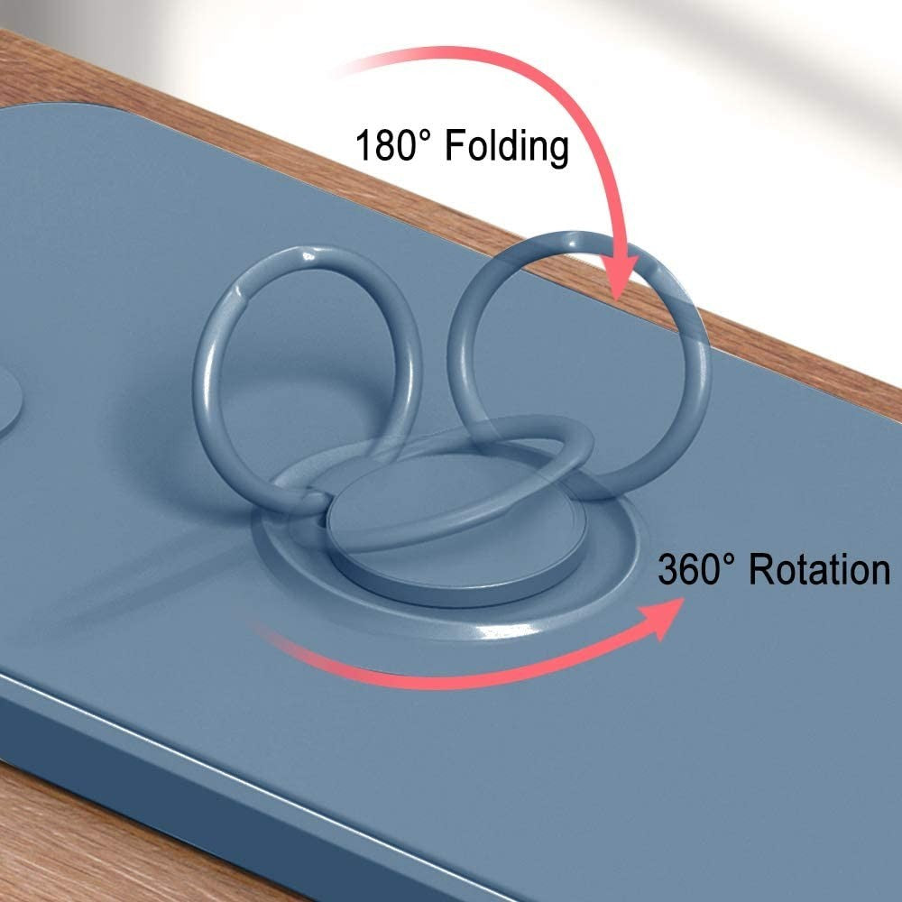 Husa protectie Flippy compatibila cu Apple iPhone 12 Pro Max Liquid Silicone Ring cu suport rotativ Albastru deschis