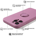 Husa protectie Flippy compatibila cu Apple iPhone 12 Pro Max Liquid Silicone Ring cu suport rotativ Mov
