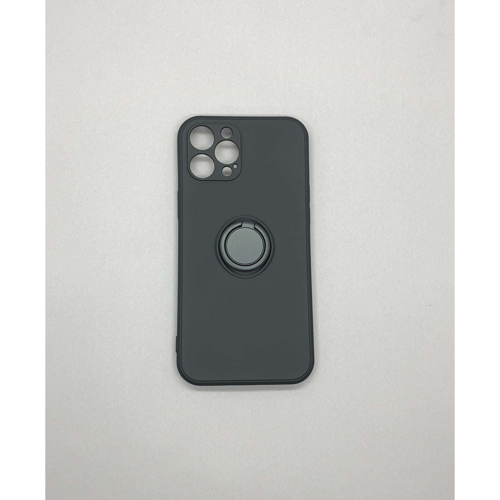 Husa protectie Flippy compatibila cu Apple iPhone 12 Pro Max Liquid Silicone Ring cu suport rotativ Negru