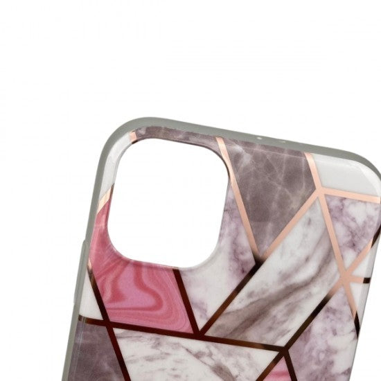 Husa protectie Flippy compatibila cu Apple iPhone 12 Pro Max Soft IMD TPU Marble Geometric Alb