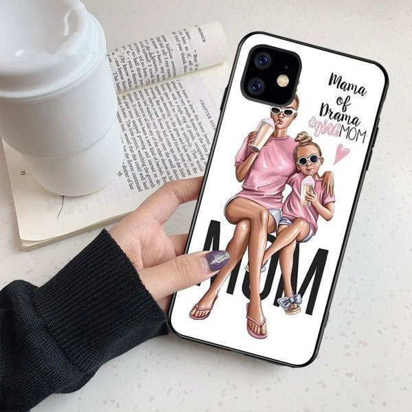 Husa protectie Flippy compatibila cu Apple iPhone 13 Glass print Mama of Drama Multicolor
