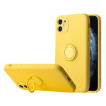 Husa protectie Flippy compatibila cu Apple iPhone 13 Liquid Silicone Ring cu suport rotativ Galben