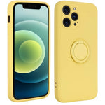 Husa protectie Flippy compatibila cu Apple iPhone 7/8/SE 2020 Liquid Silicone Ring cu suport rotativ Galben