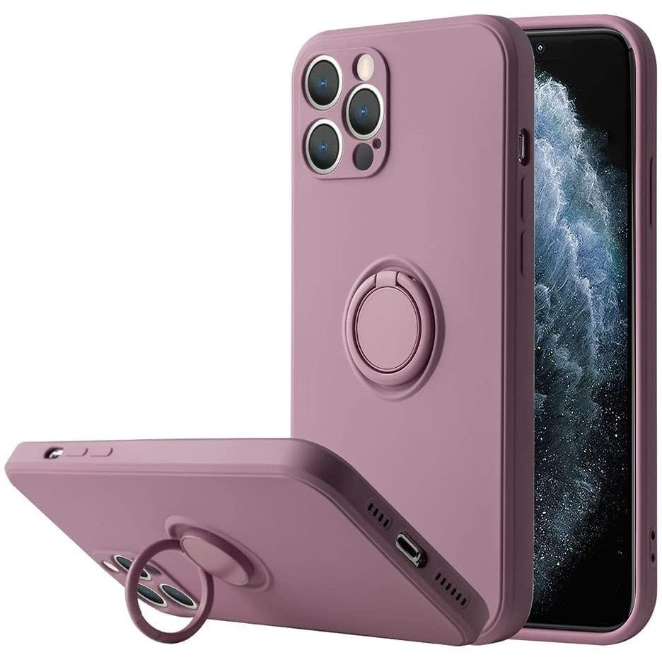 Husa protectie Flippy compatibila cu Huawei P40 Lite E Liquid Silicone Ring cu suport rotativ Mov
